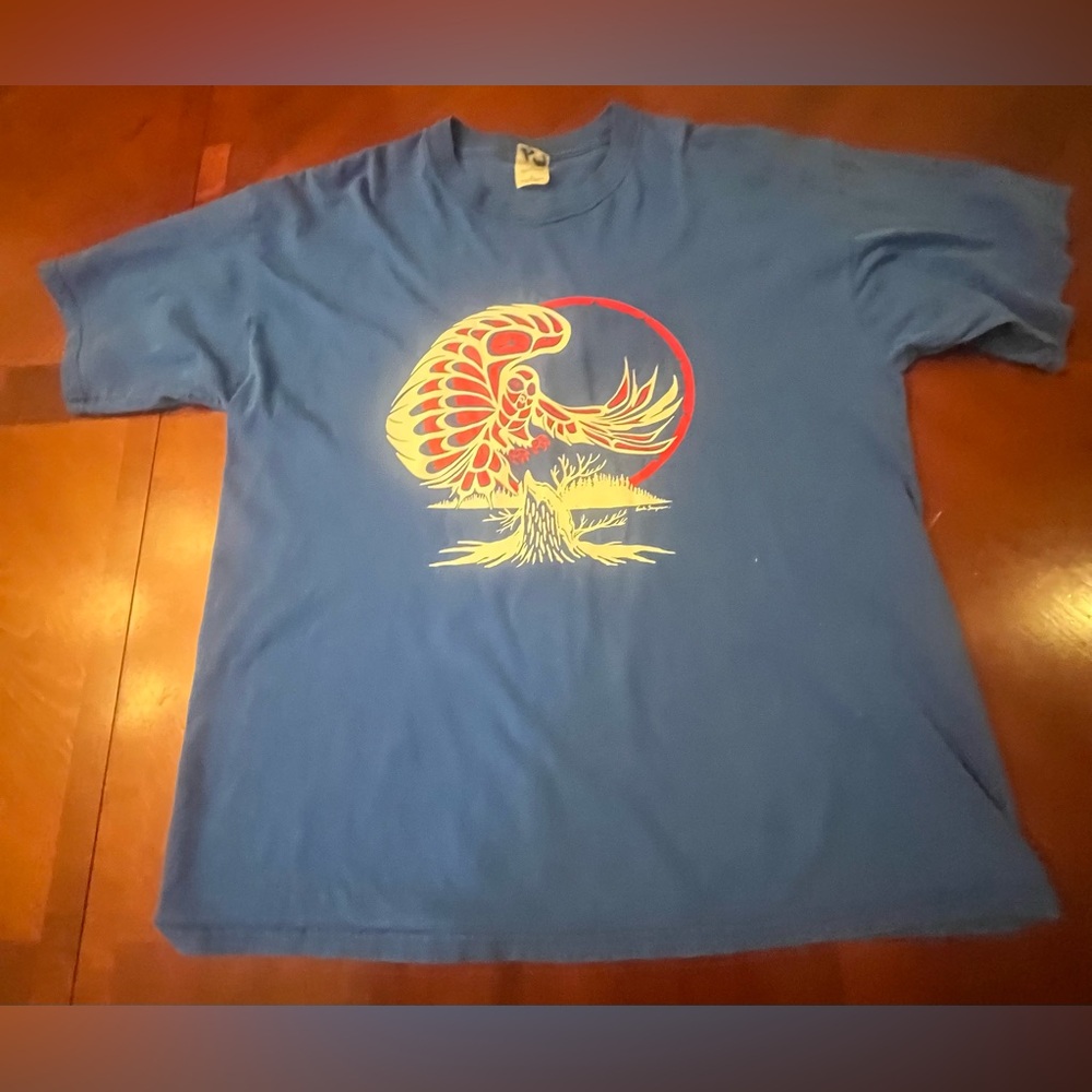 Vintage Native Owl by Frank Simpson Blue T Shirt XL